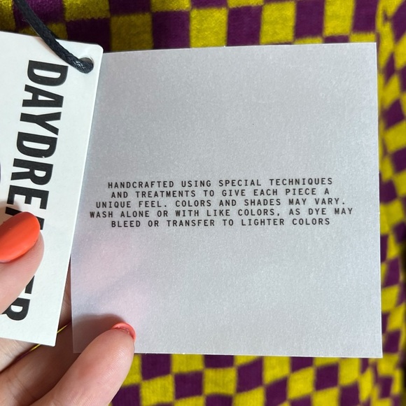 Daydreamer Fig Check Yellow Purple Soft Stretchy Crop Sweater, NWT, Small - Picture 7 of 14